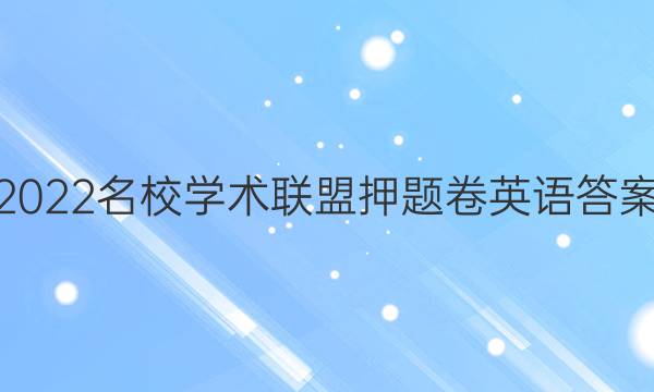 2022名校学术联盟押题卷英语答案