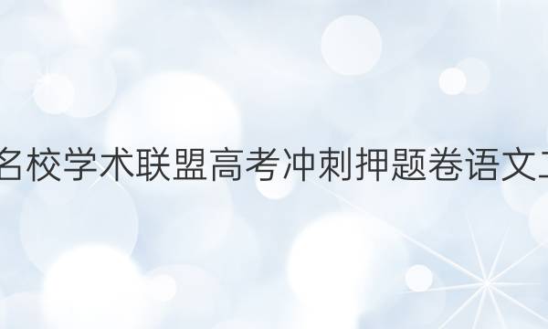 2022名校学术联盟高考冲刺押题卷语文二答案