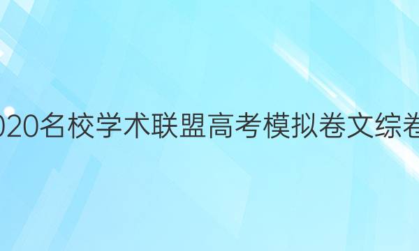 20222020名校学术联盟高考模拟卷文综卷八答案