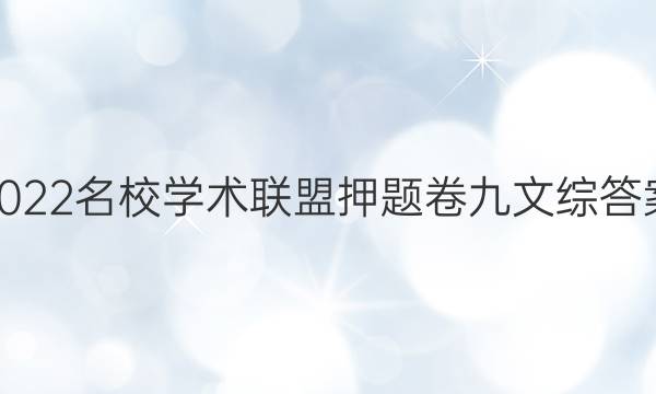 2022名校学术联盟押题卷九文综答案
