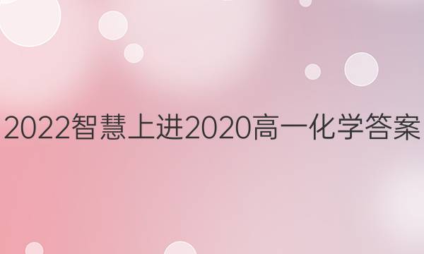 2022智慧上进2020高一化学答案