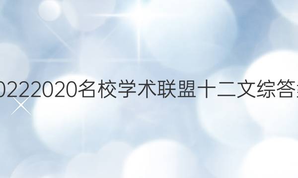 20222020名校学术联盟十二文综答案