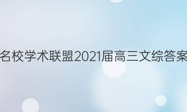 名校学术联盟2021届高三文综答案