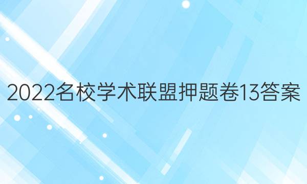 2022名校学术联盟押题卷13答案