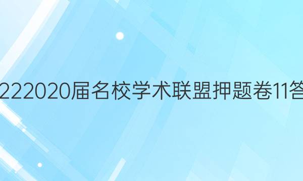 20222020届名校学术联盟押题卷11答案