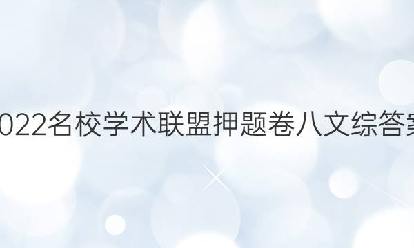2022名校学术联盟押题卷八文综答案