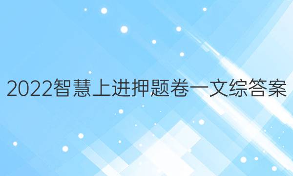 2022智慧上进押题卷一文综答案