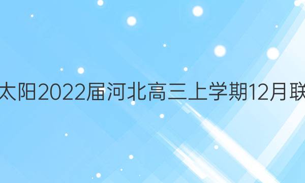 金太阳2022届河北高三上学期12月联考(22-11-162C)数学试题答案
