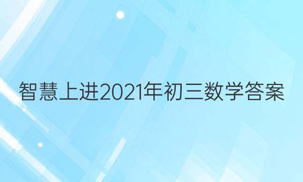 智慧上进2021年初三数学答案
