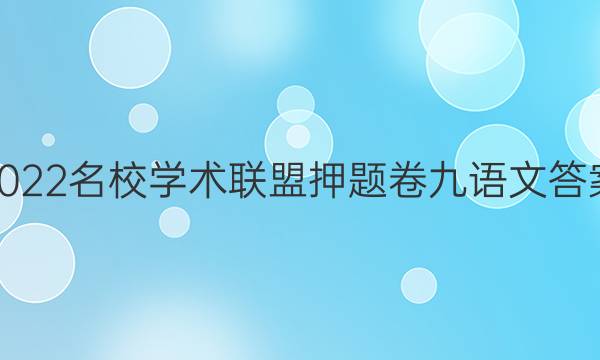 2022名校学术联盟押题卷九语文答案