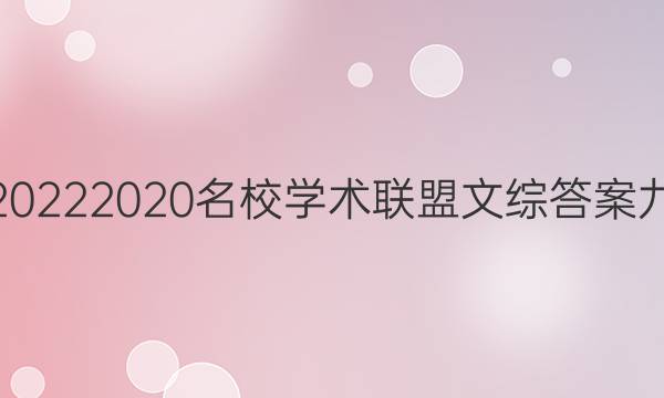 20222020名校学术联盟文综答案九