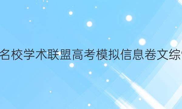 2022名校学术联盟高考模拟信息卷文综9答案