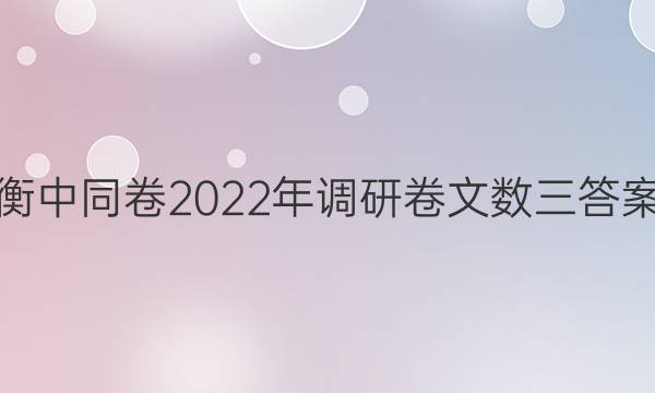 衡中同卷2022年调研卷文数三答案