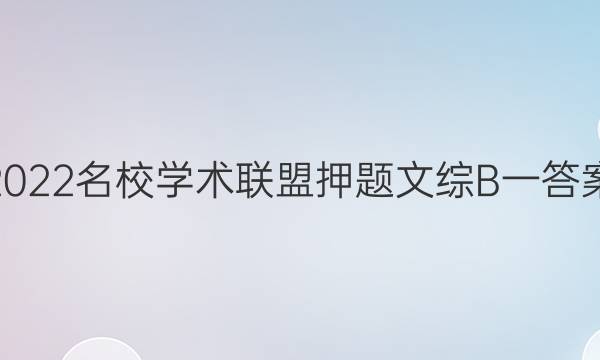 2022名校学术联盟押题文综B一答案