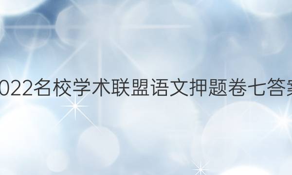 2022名校学术联盟语文押题卷七答案