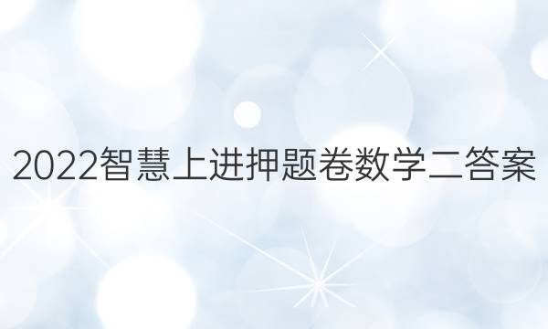 2022智慧上进押题卷数学二答案