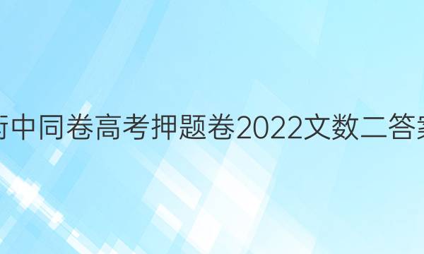 衡中同卷高考押题卷2022文数二答案