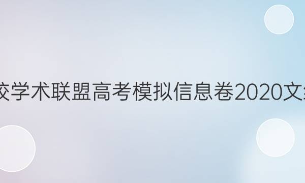2022名校学术联盟高考模拟信息卷2020文综八答案