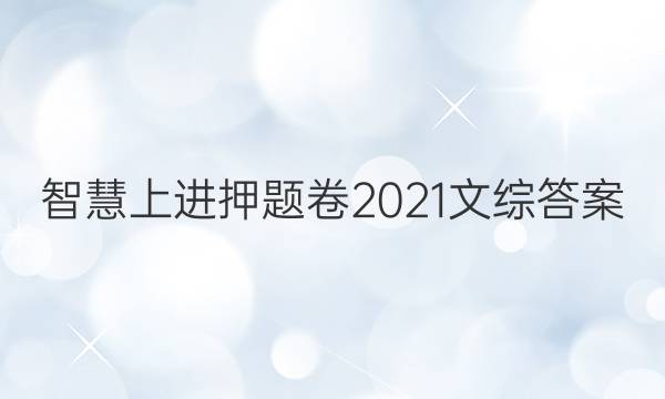 智慧上进押题卷2021文综答案