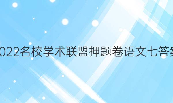 2022名校学术联盟押题卷语文七答案