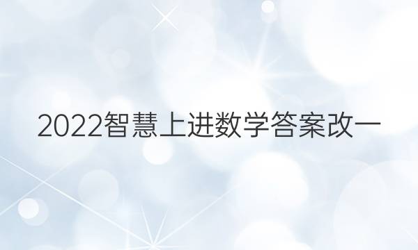 2022智慧上进数学答案改一