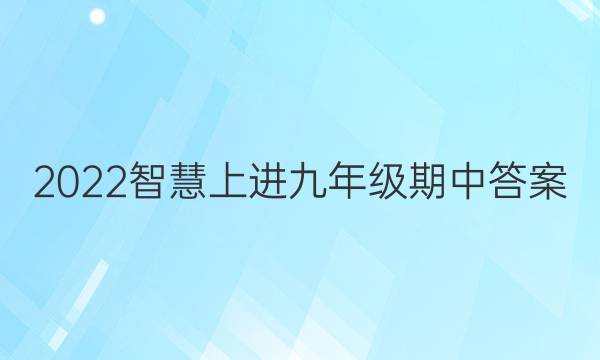 2022智慧上进九年级期中答案