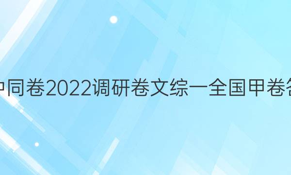 衡中同卷2022调研卷文综一全国甲卷答案