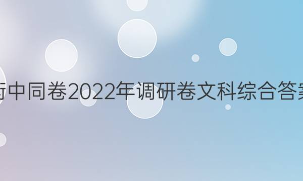 衡中同卷2022年调研卷文科综合答案