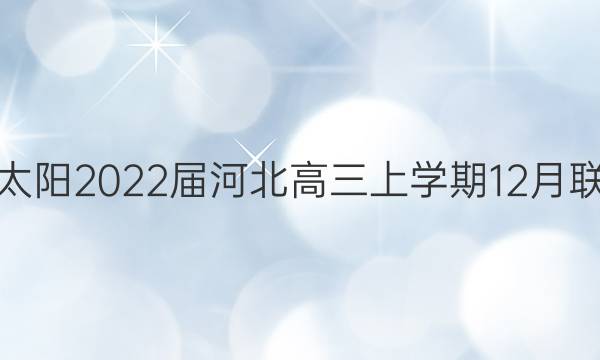 金太阳2022届河北高三上学期12月联考(22-11-162C)数学答案