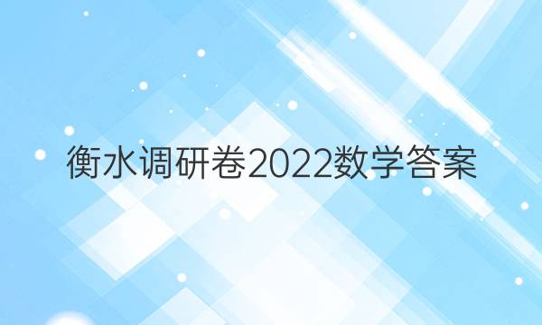 衡水调研卷2022数学答案