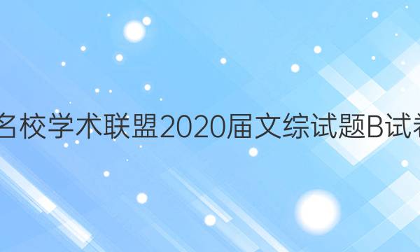 2022名校学术联盟2020届文综试题B试卷答案