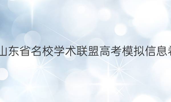 2022山东省名校学术联盟高考模拟信息卷答案