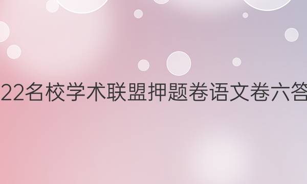 2022名校学术联盟押题卷语文卷六答案