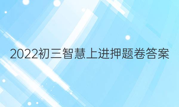 2022初三智慧上进押题卷答案