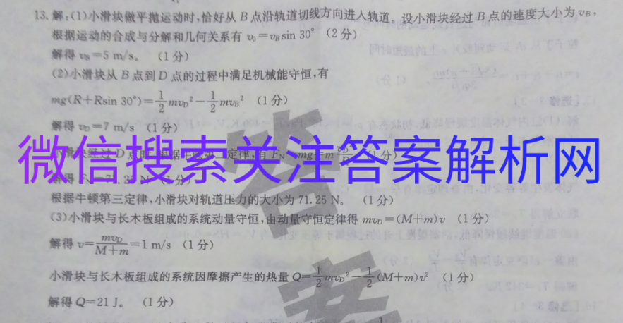 学科网21年高三3月大联考 新课标 卷 理科综合答案 学生双语解答网