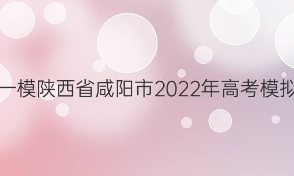 [咸阳一模]陕西省咸阳市2022年高考模拟检测(一)1政治答案