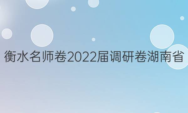 衡水名师卷 2022届调研卷 湖南省(新高考) 化学(二)2试题答案