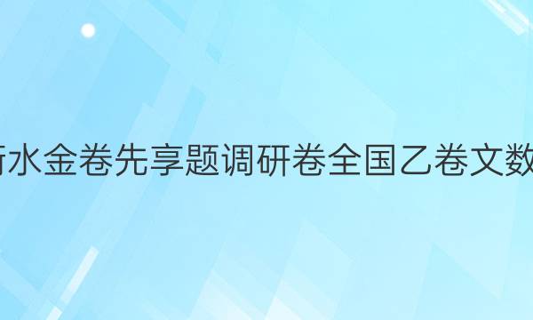 2022衡水金卷先享题调研卷全国乙卷文数一答案