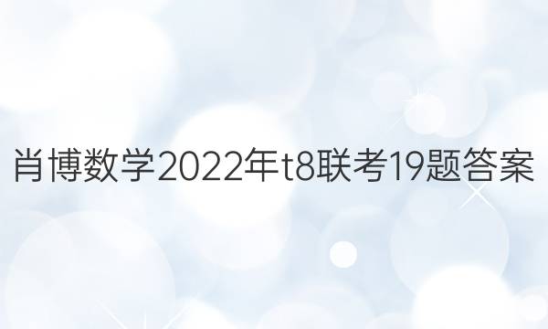 肖博数学2022年t8联考19题答案