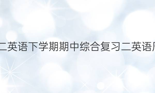 2022高二英语下学期期中综合复习二英语周报答案