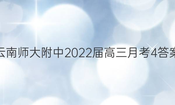 云南师大附中2022届高三月考4答案