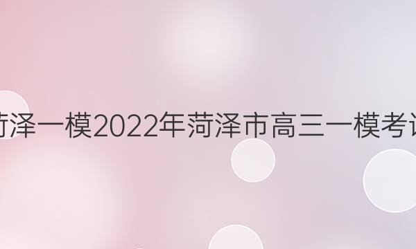 [菏泽一模]2022年菏泽市高三一模考试(2022.3)物理试题答案