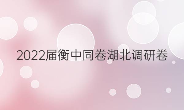 2022届衡中同卷 湖北调研卷(新高考) 历史(四)4试题答案