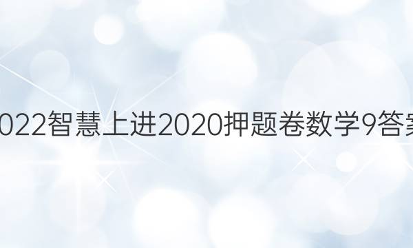 2022智慧上进2020押题卷数学9答案