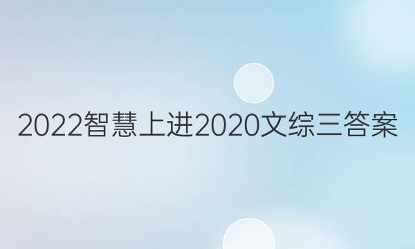 2022智慧上进2020文综三答案