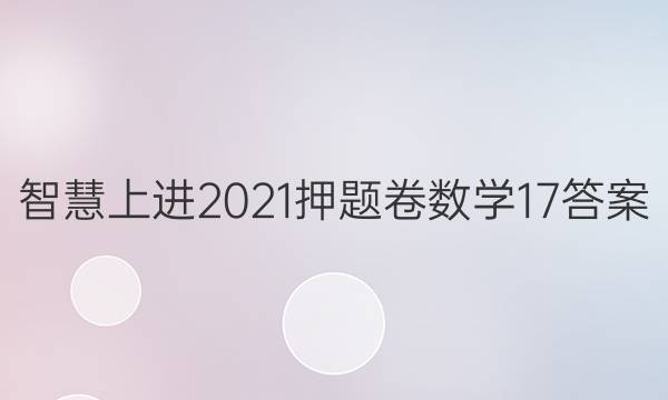 智慧上进2021押题卷数学17答案