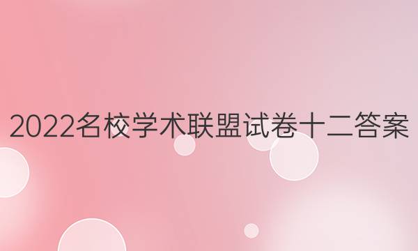 2022名校学术联盟试卷十二答案