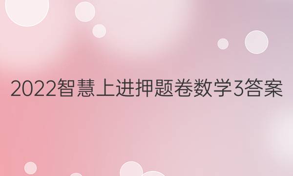 2022智慧上进押题卷数学3答案