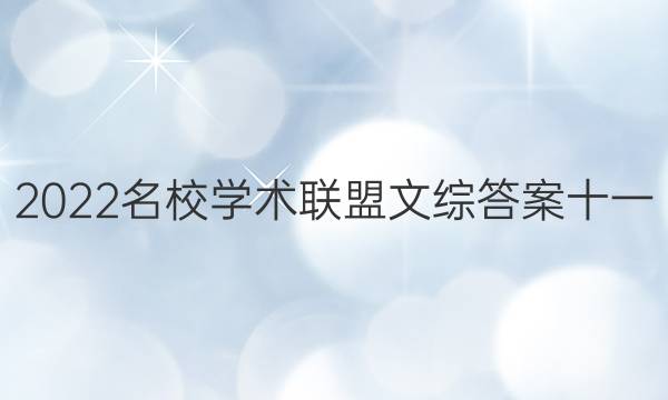 2022名校学术联盟文综答案十一