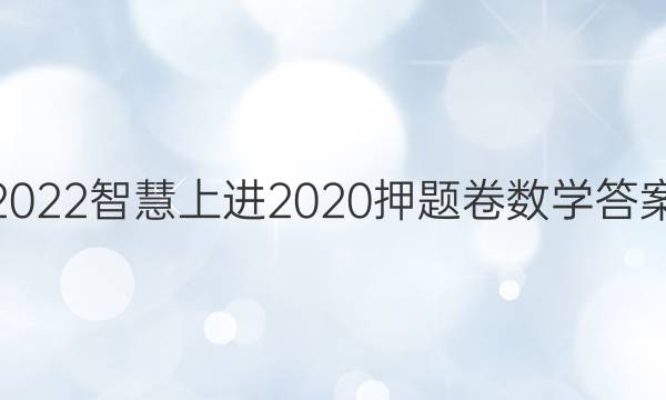 2022智慧上进2020押题卷 数学答案